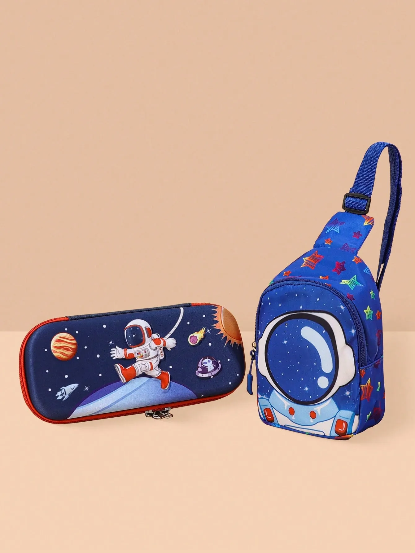 2pcs/Set Kids Astronaut Pencil Case And Astronaut Chest Bag FD