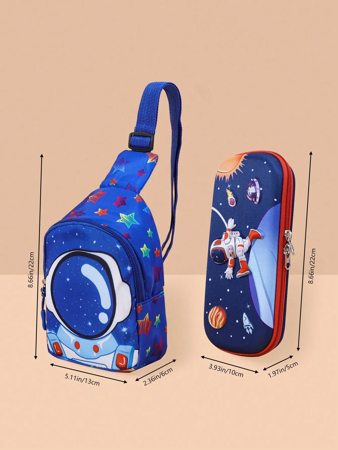 2pcs/Set Kids Astronaut Pencil Case And Astronaut Chest Bag FD