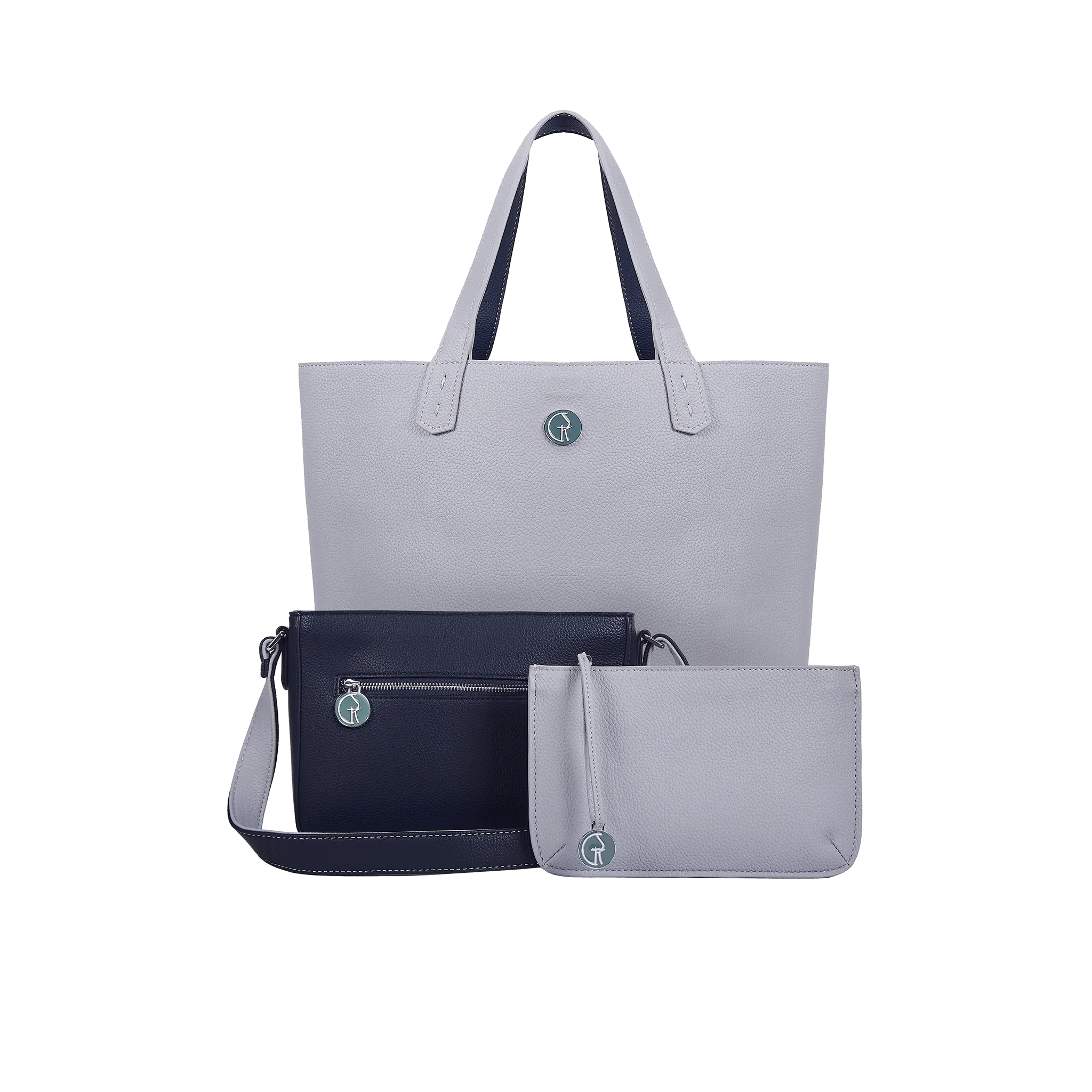 3 Vegan Leather Bags in 1 | Blue & Grey