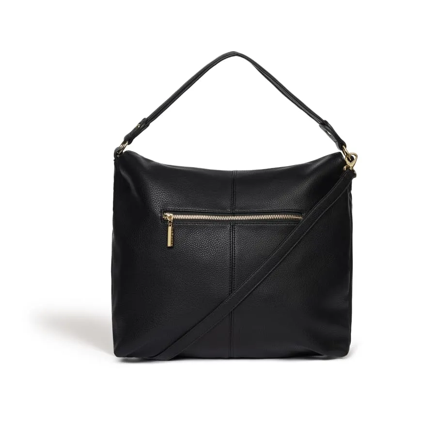 Abelia Vegan Leather Hobo Bag | Black