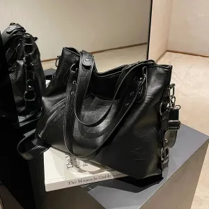 Adjustable Strap Leather Tote Bag