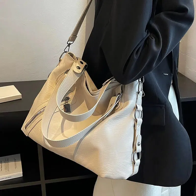 Adjustable Strap Leather Tote Bag