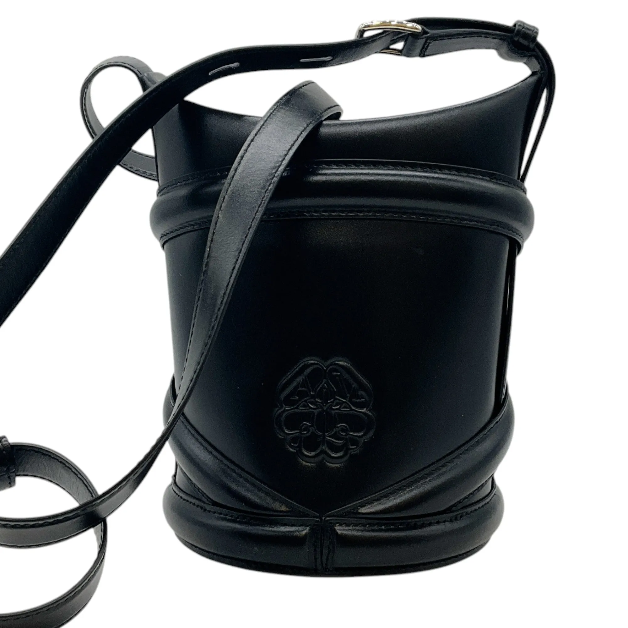 Alexander McQueen Black Leather Curve Bucket Bag