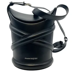 Alexander McQueen Black Leather Curve Bucket Bag