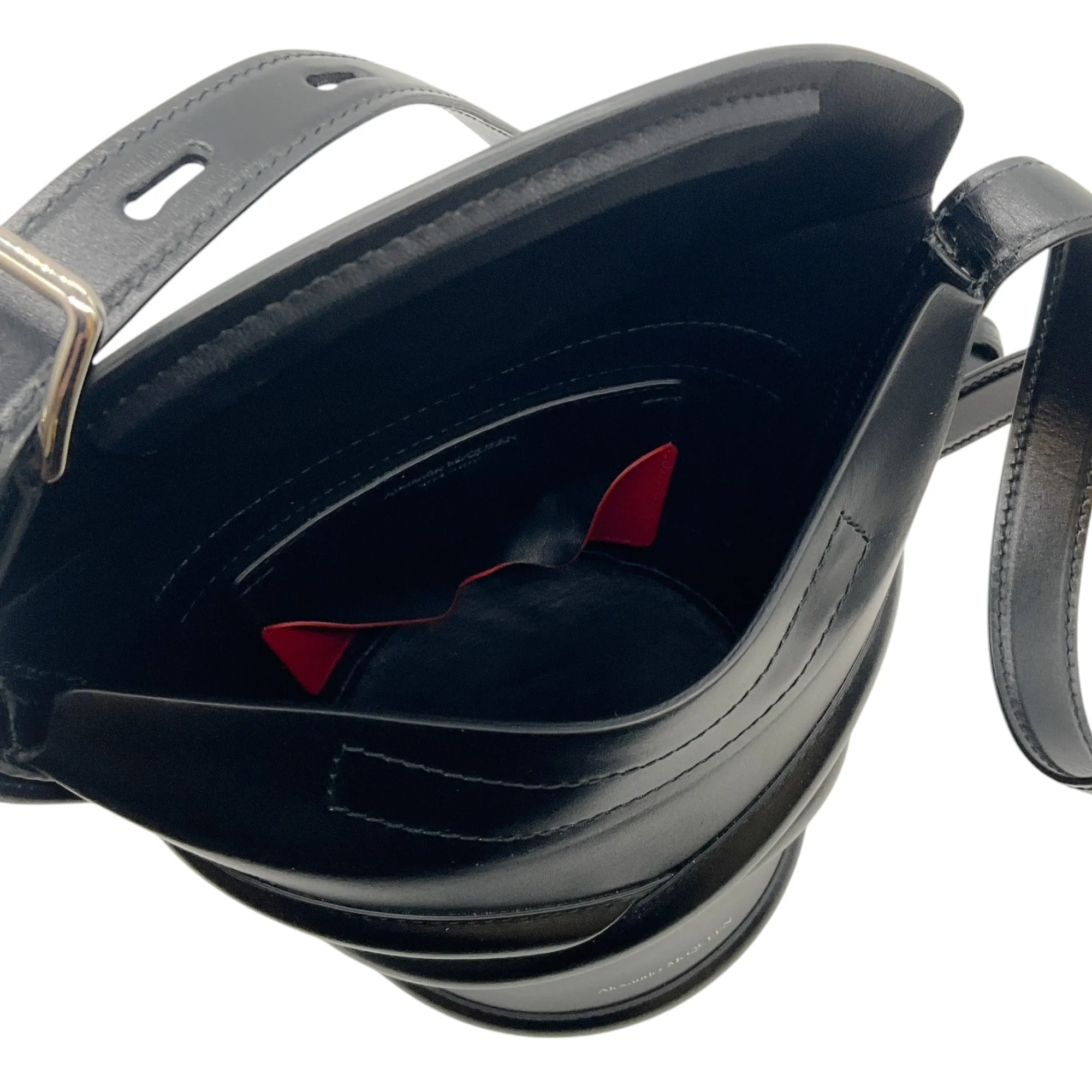 Alexander McQueen Black Leather Curve Bucket Bag