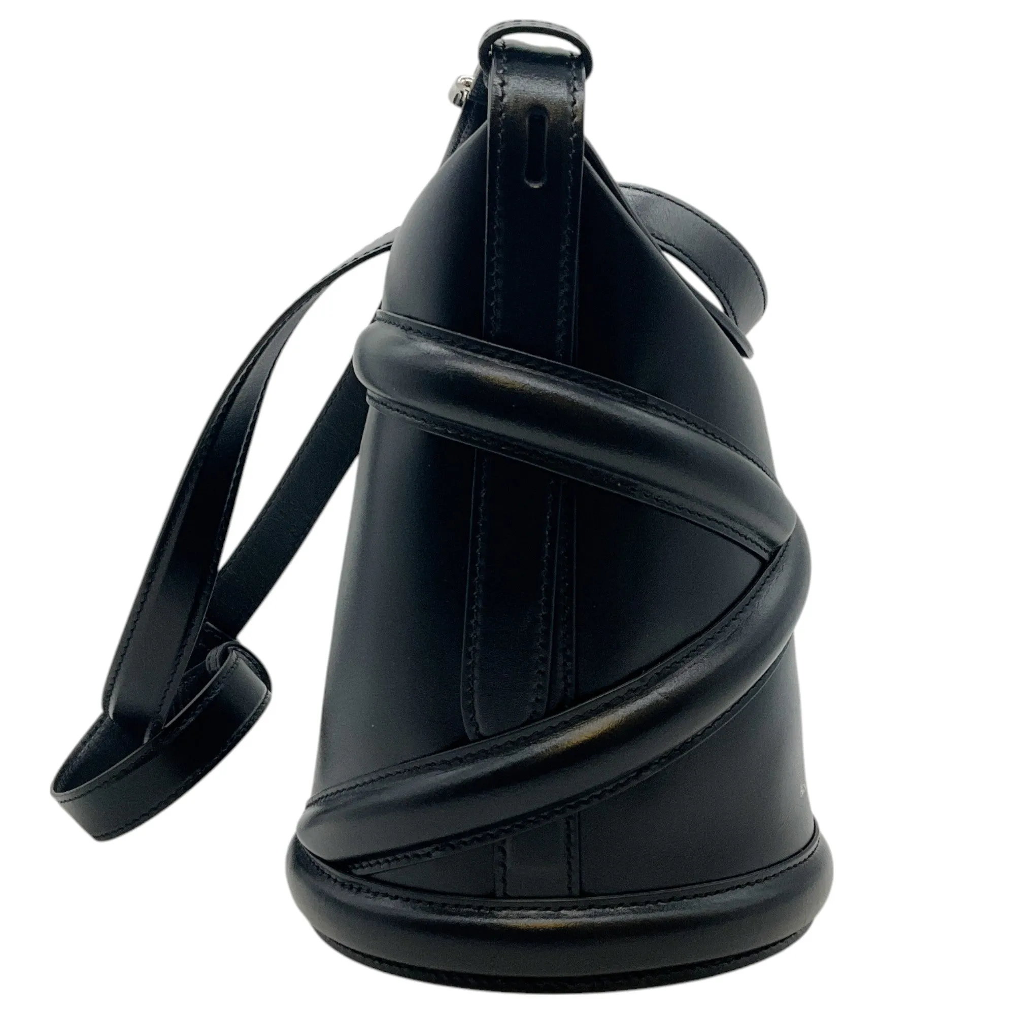 Alexander McQueen Black Leather Curve Bucket Bag