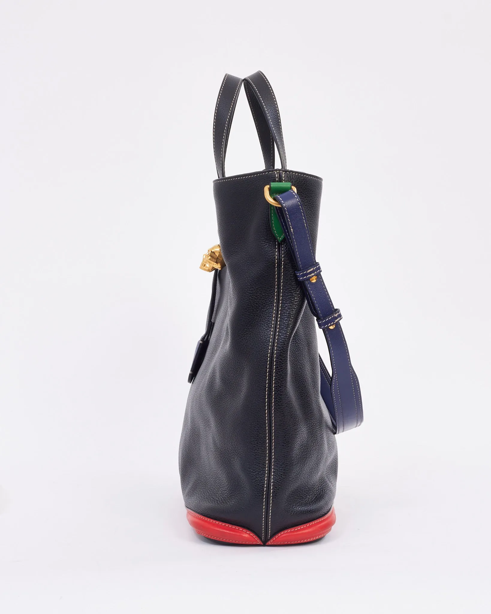 Alexander McQueen Tri Color Black Skull Padlock Tote Bag