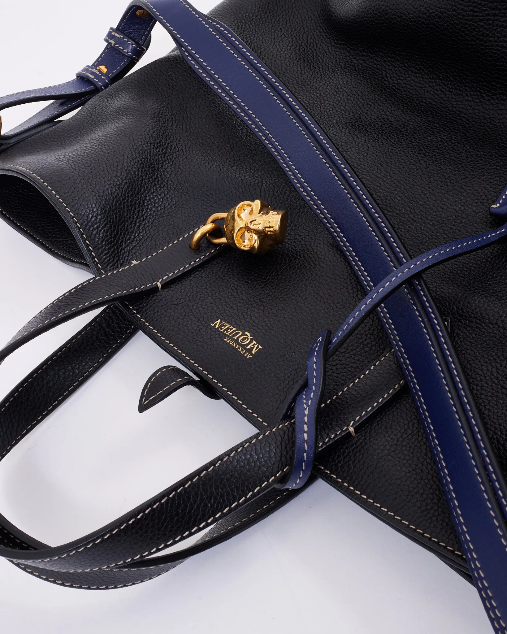 Alexander McQueen Tri Color Black Skull Padlock Tote Bag