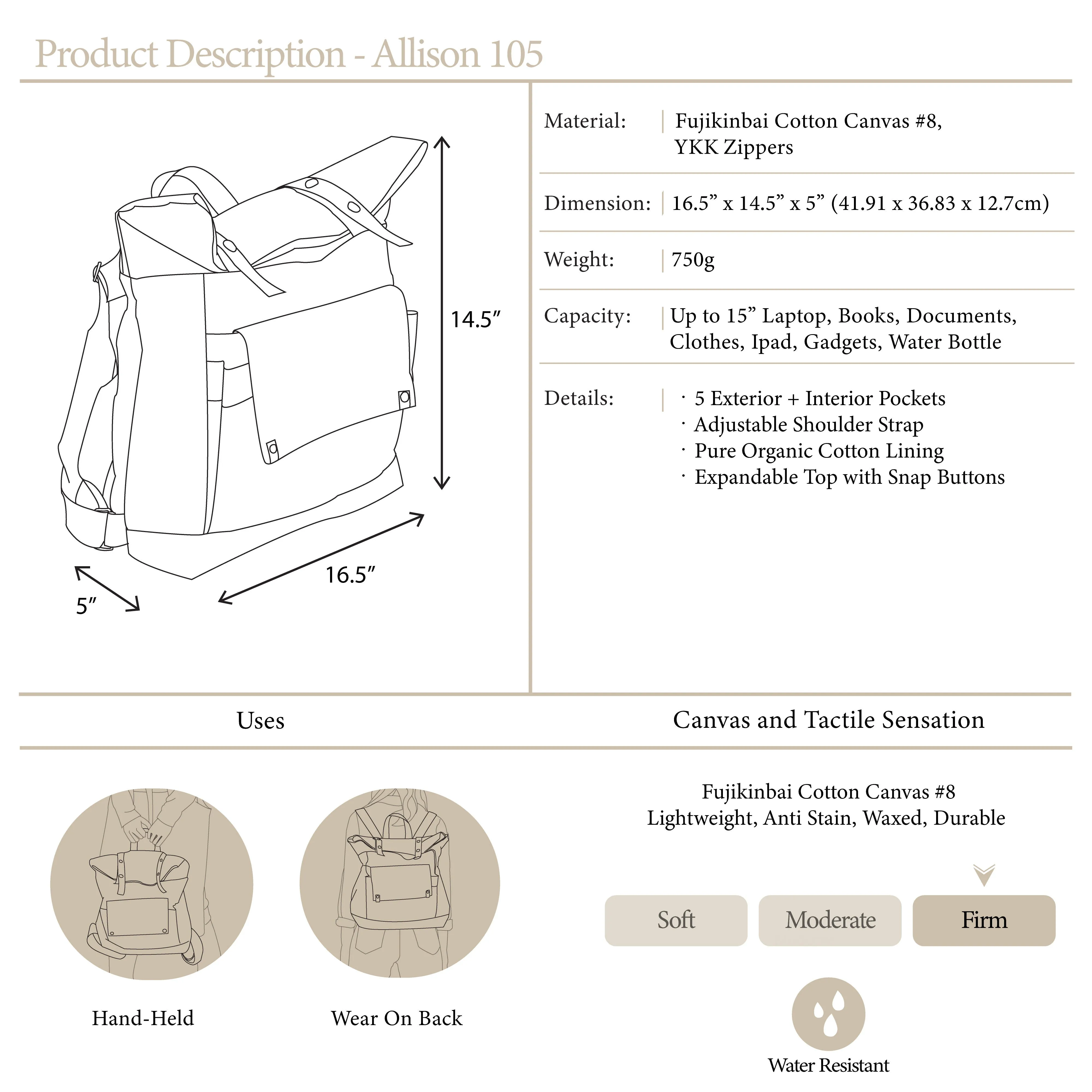 Allison 105 Honey Brown | Backpack