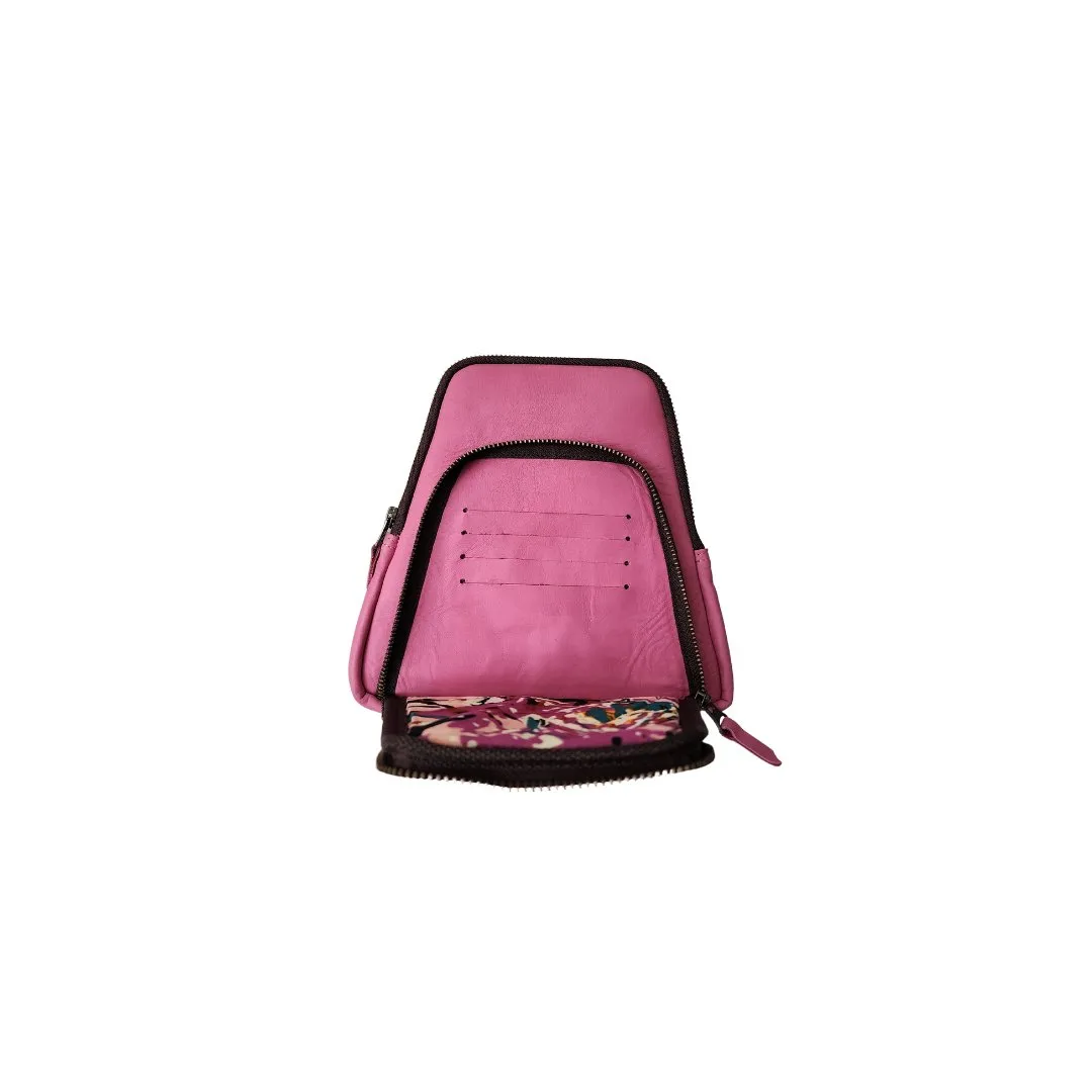 Alpha Belt/Crossbody Bag - All Leather Exterior - Pink