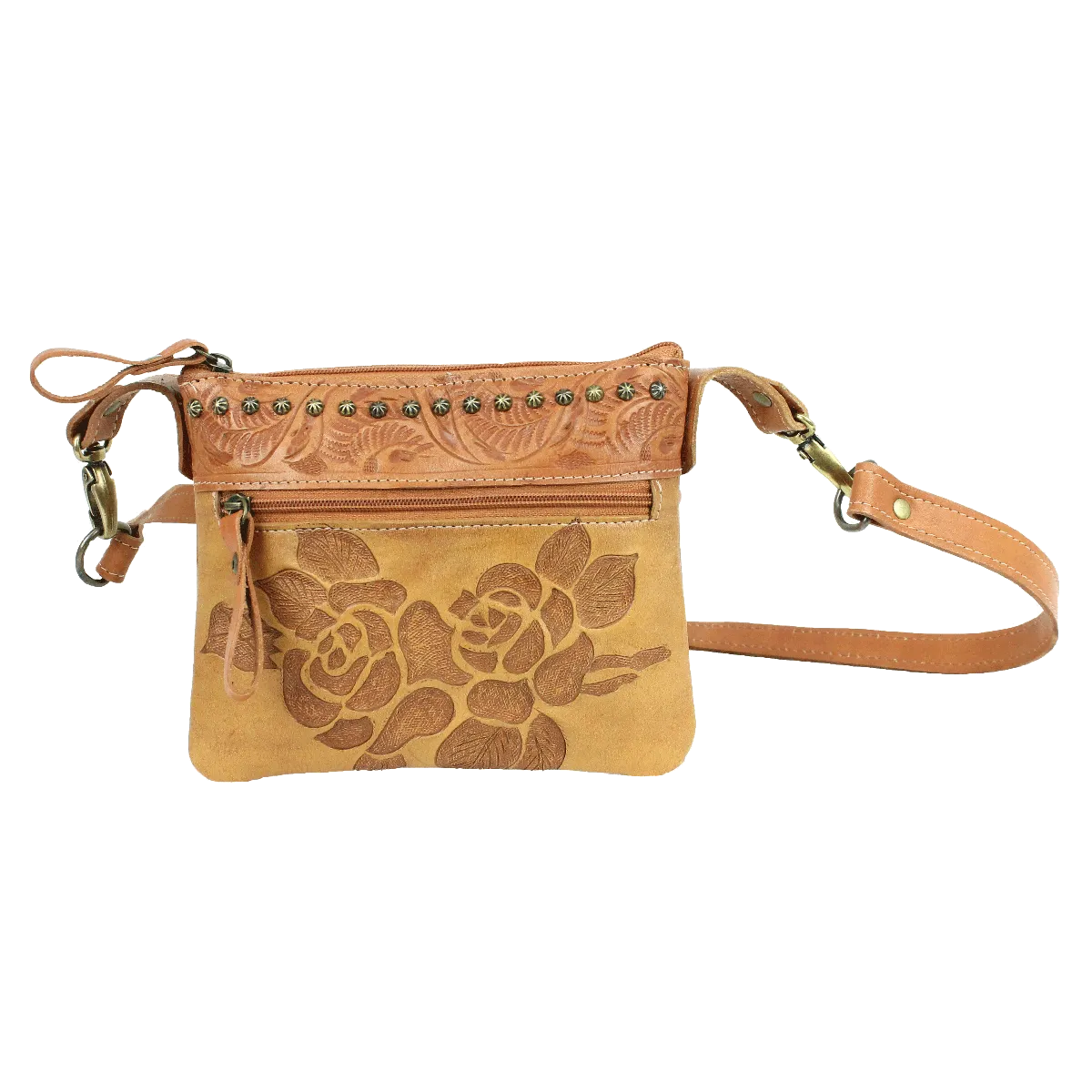 American West Handbag Texas Rose Collection: Crossbody Hip Bag