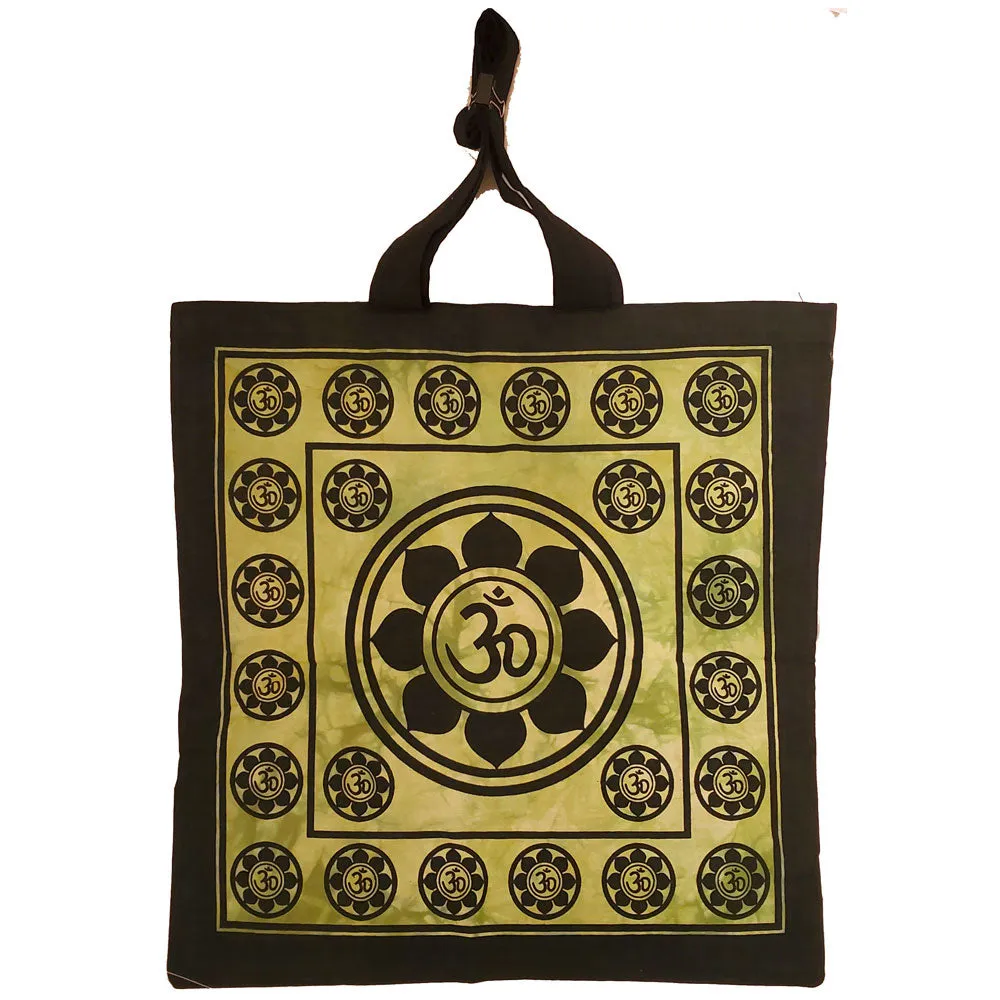 Aum Sanskrit Symbol Lotus Chakra Tie Dye Market Tote Bag Canvas Graphic