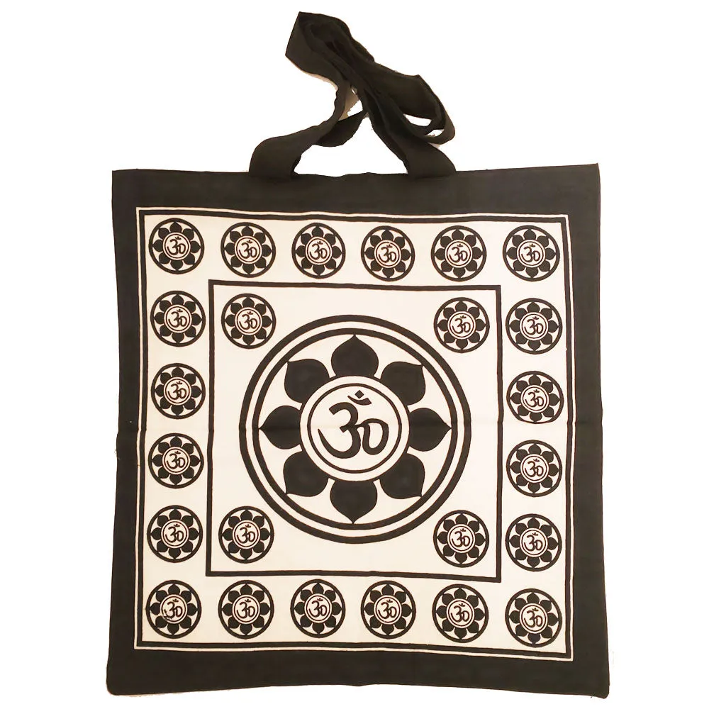Aum Sanskrit Symbol Lotus Chakra Tie Dye Market Tote Bag Canvas Graphic