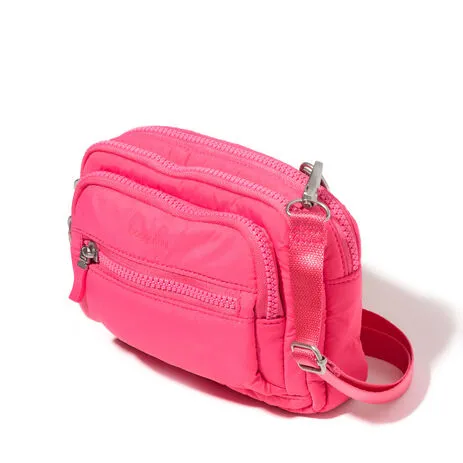 BAGGALLINI TRZ419 HOT PINK PUFF TRIPLE ZIP BAGG