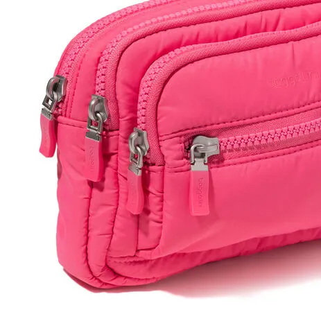 BAGGALLINI TRZ419 HOT PINK PUFF TRIPLE ZIP BAGG