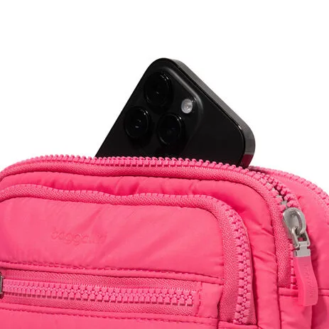 BAGGALLINI TRZ419 HOT PINK PUFF TRIPLE ZIP BAGG