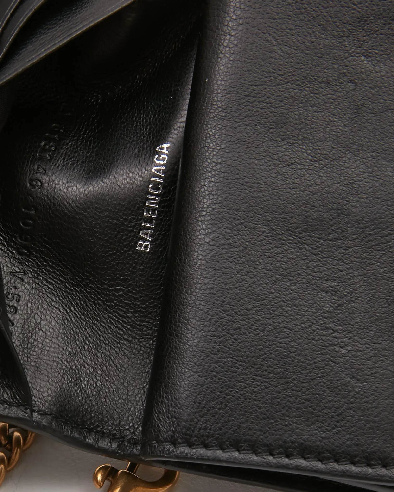 Balenciaga Black Leather Mini Cash Wallet On Chain