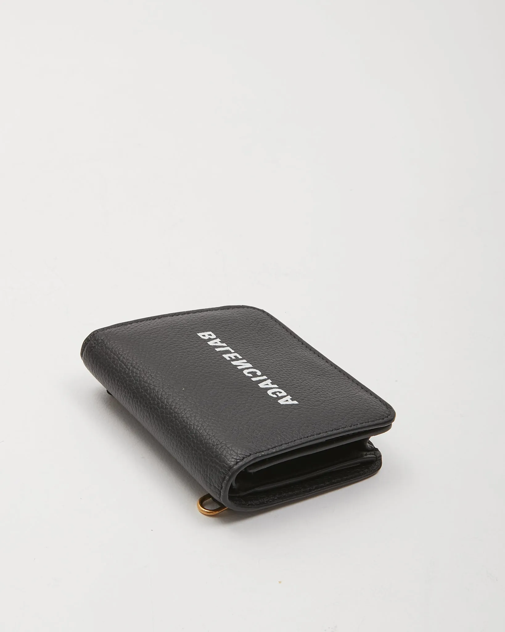 Balenciaga Black Leather Mini Cash Wallet On Chain