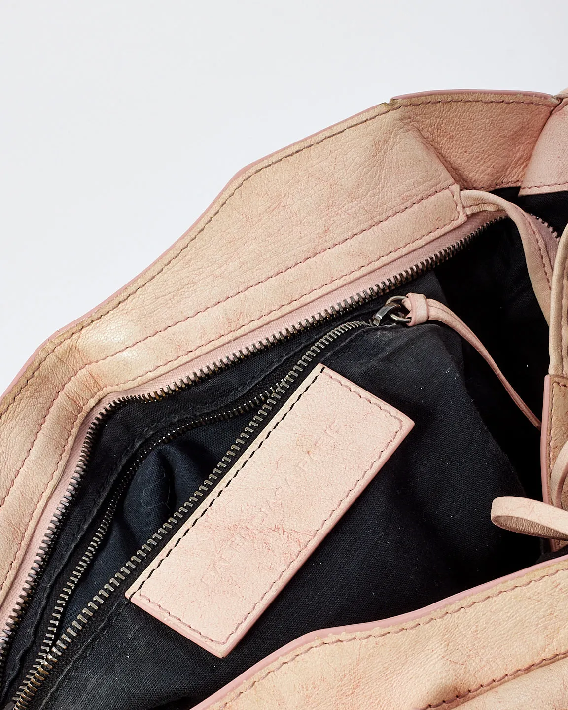 Balenciaga Pink Leather City Bag with Hammered Studs