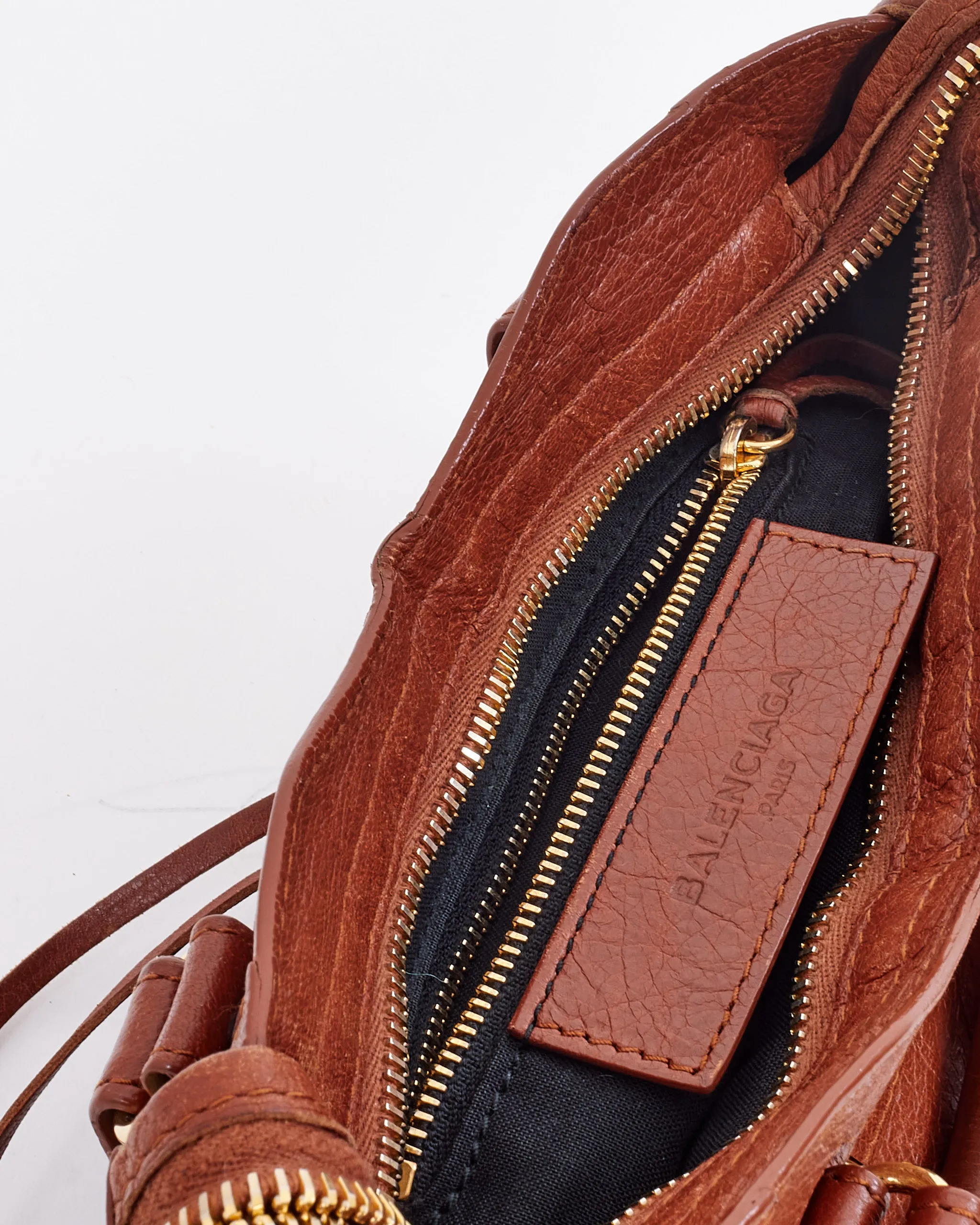 Balenciaga Tan Leather Motocross Classic Mini City Bag