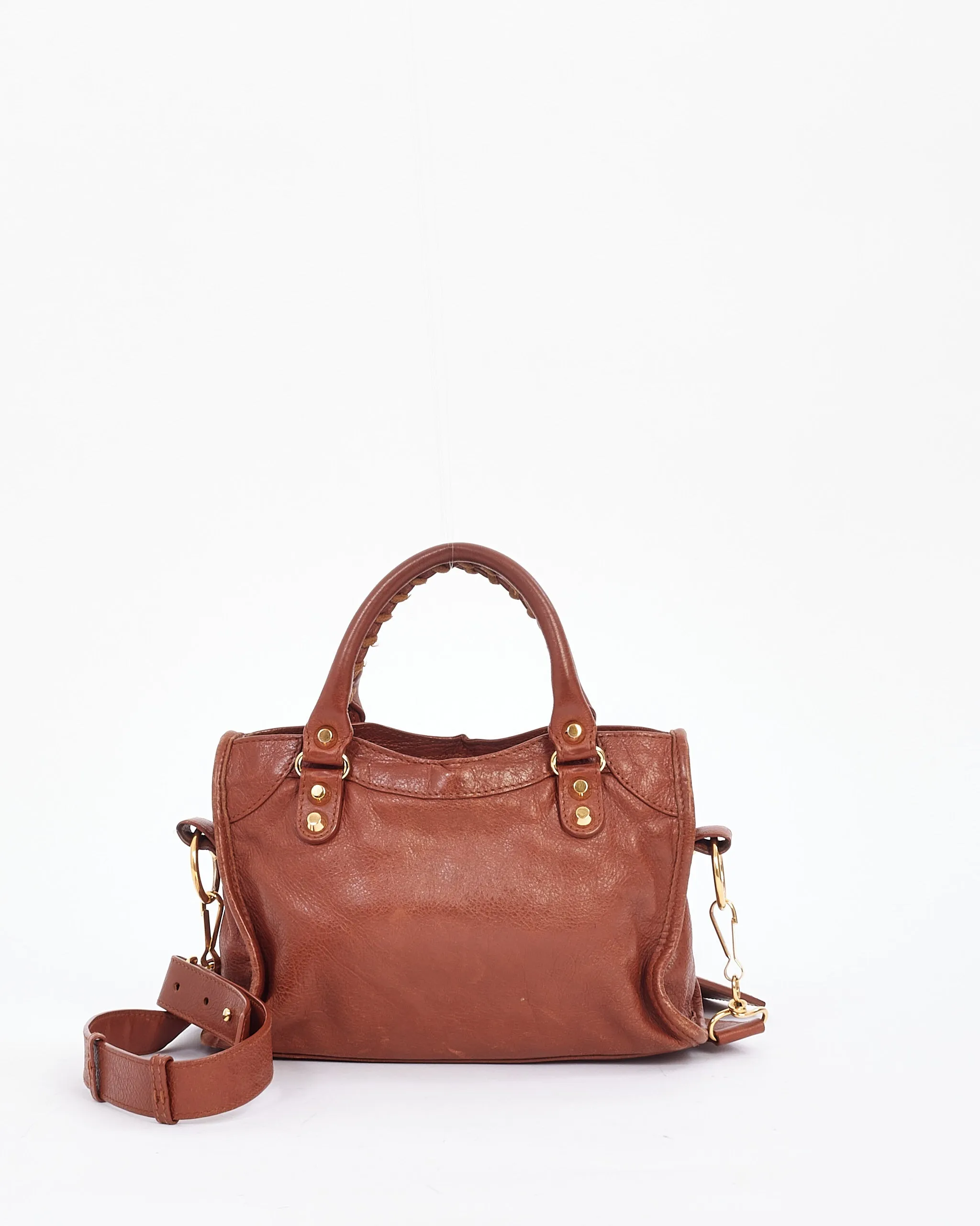 Balenciaga Tan Leather Motocross Classic Mini City Bag