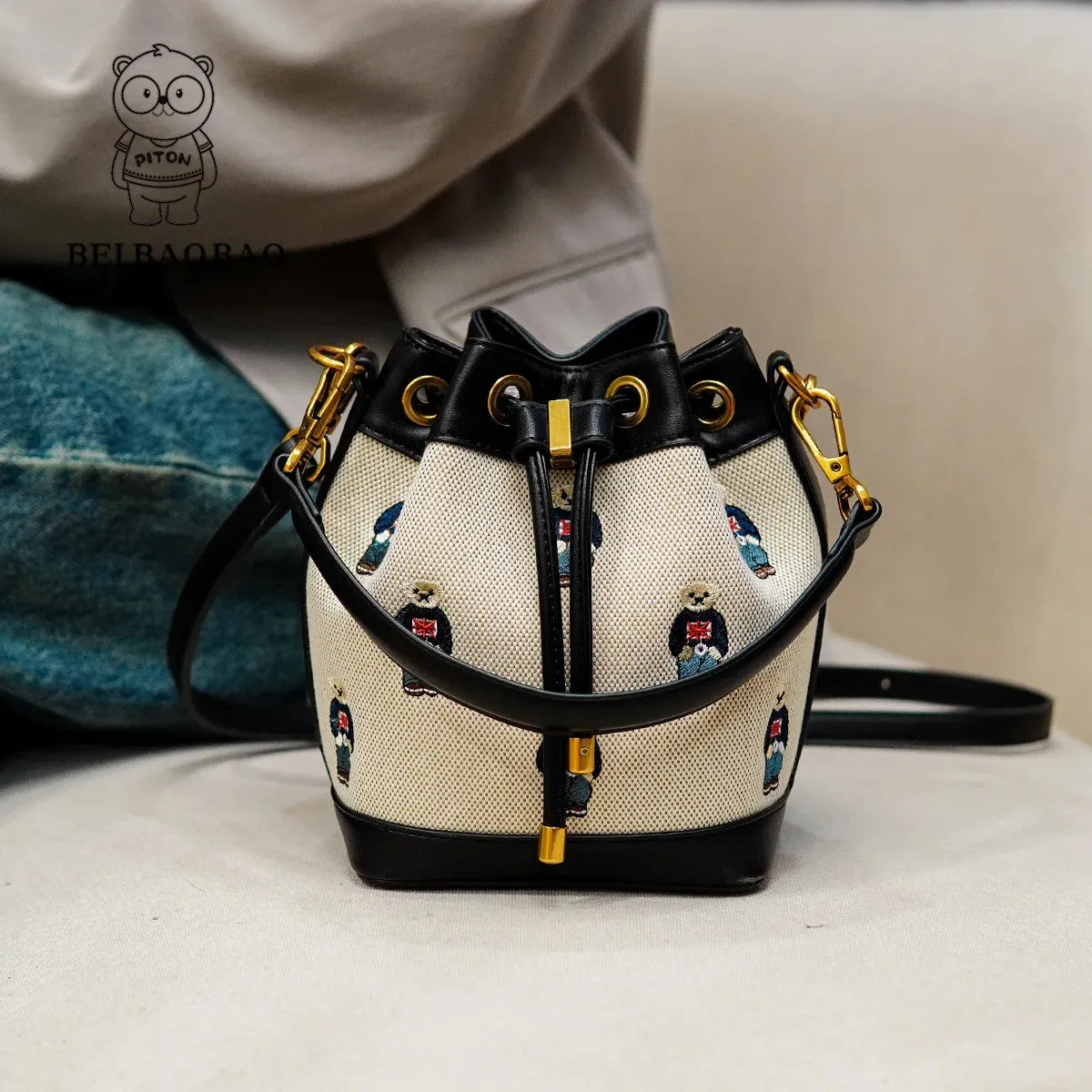 BeiBaoBao Bucket Bag Women's 2024 New Crossbody Bag Autumn and Winter High Capacity Handheld Shoulder Bag Bolso de mujer