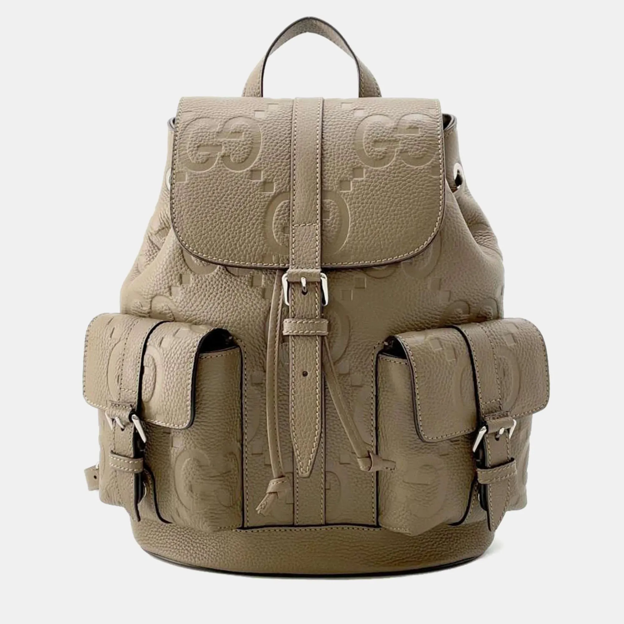 Beige Jumbo GG Leather Backpack