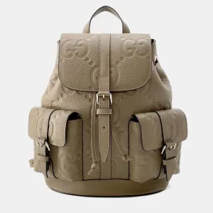 Beige Jumbo GG Leather Backpack