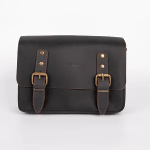 Belt Strap Crossbody Shoulder Bag, Crazy Horse Leather - Black