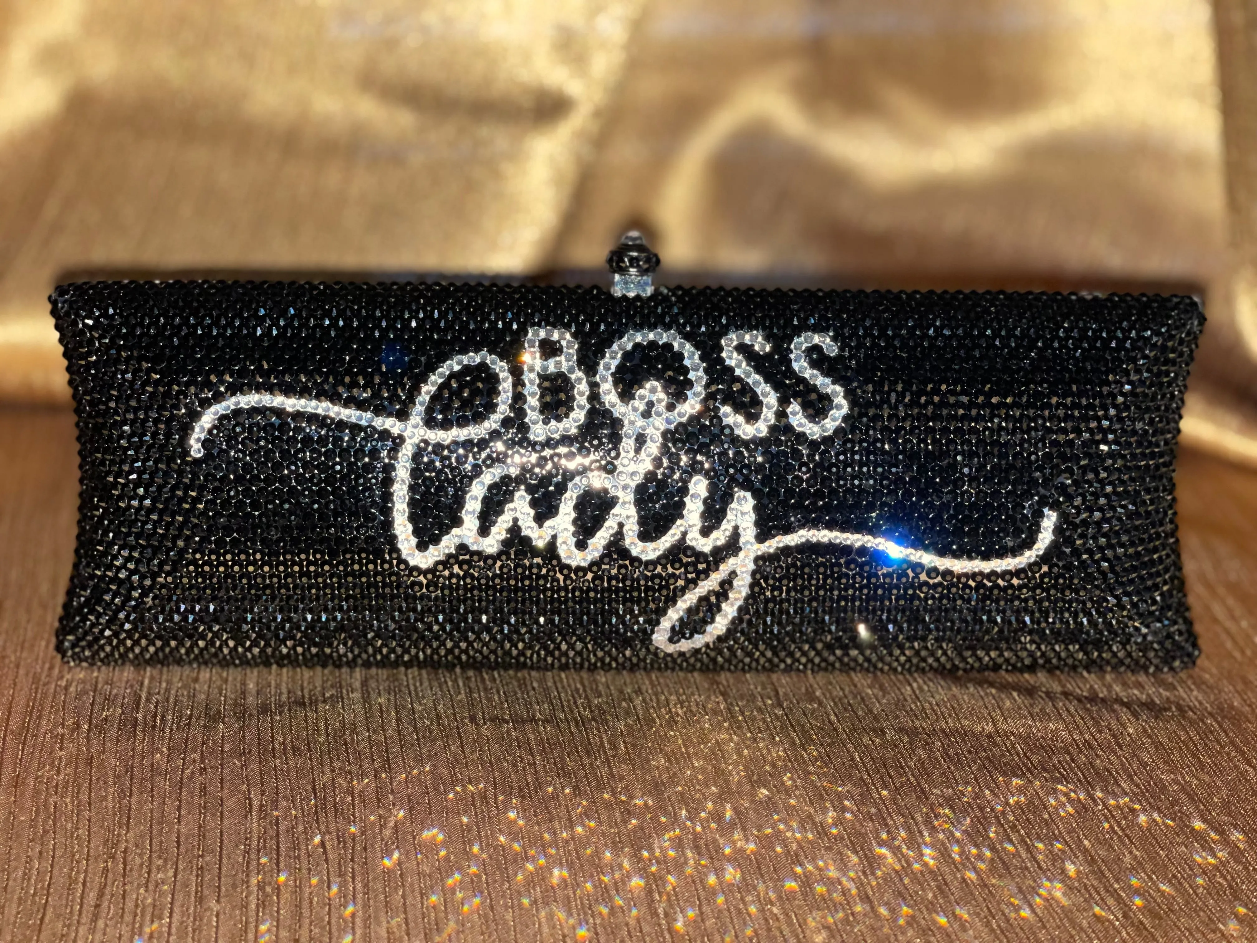 “BOSS LADY” CLUTCH BLACK/SILVER