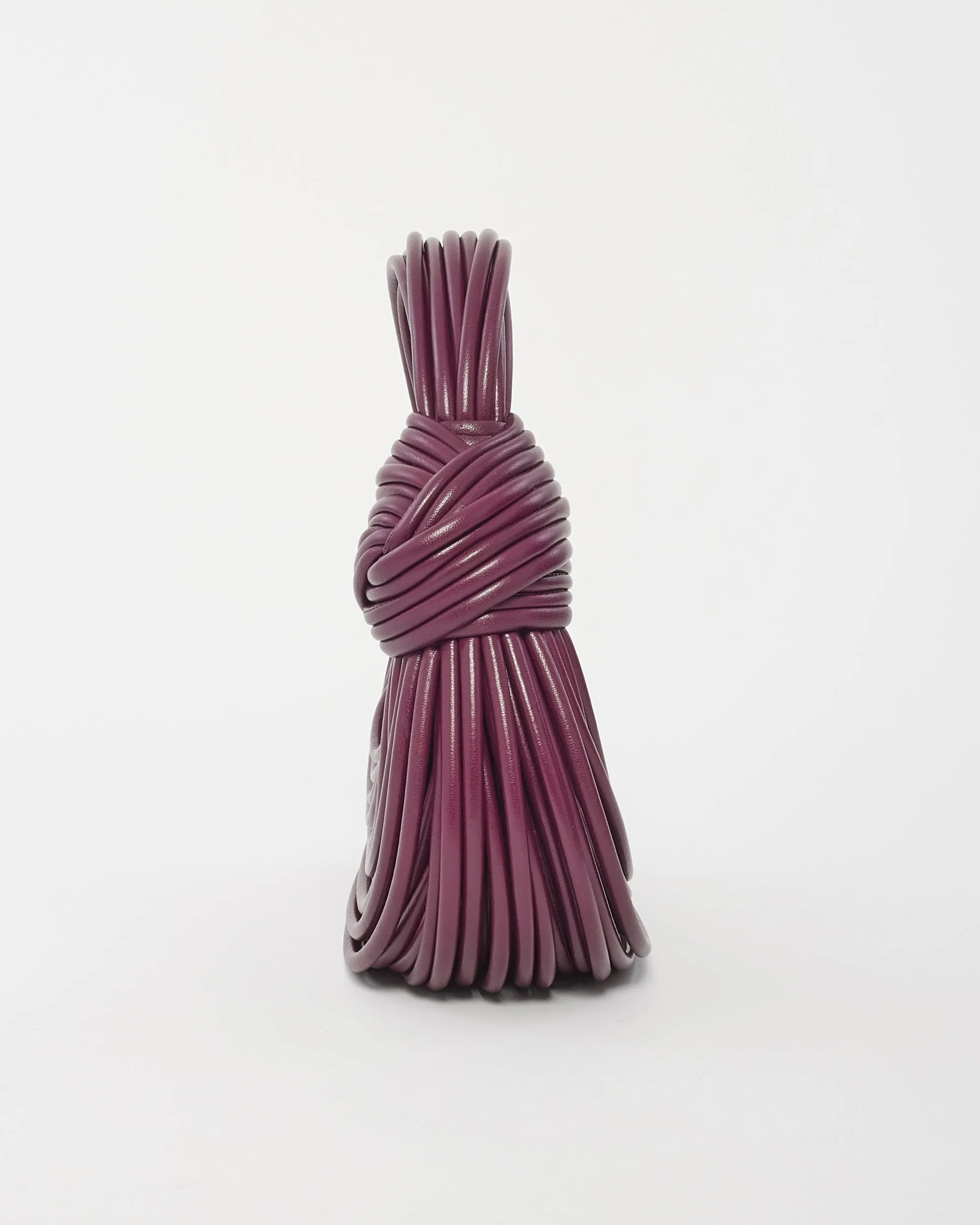 Bottega Veneta Bordeaux Leather Mini Tubular Double Knot Bag
