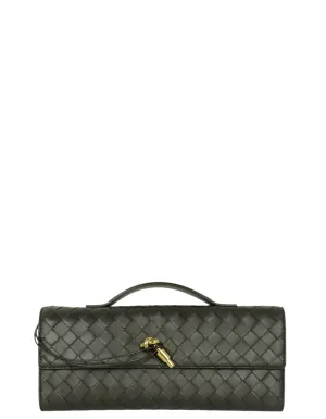 Bottega Veneta Brown Intrecciato Long Andiamo Clutch