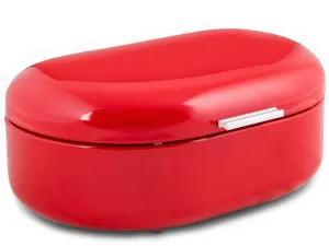 Bread Box Red, Carbon Steel, Large Capacity - Sturdy Metal Food Storage Containers and Bread Boxes for Kitchen Counters - Retro Countertop Breadbox for loaves | 15.7 x 10.8 x 7 inches