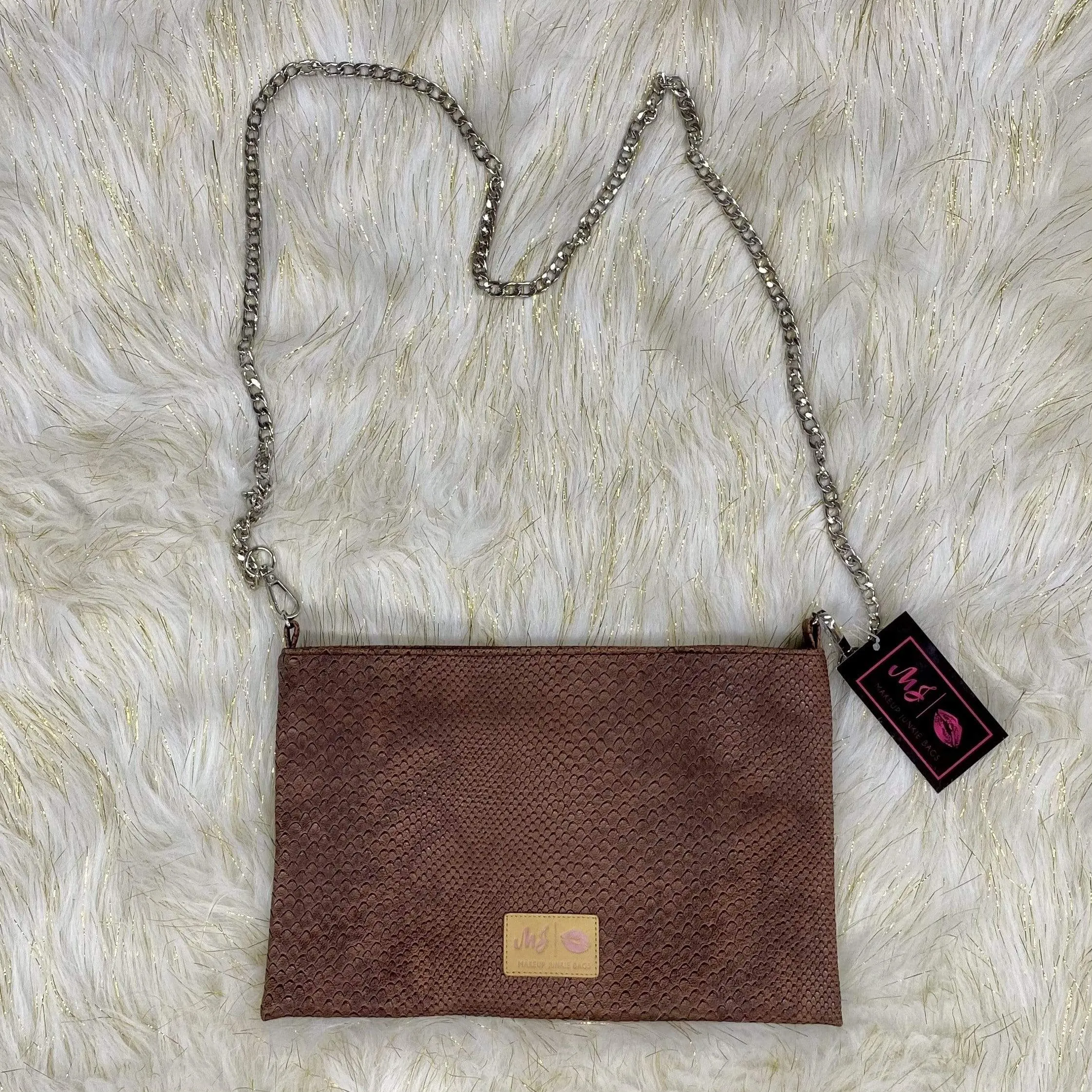 Brown Cobra MakeUp Junkie Crossbody Bag