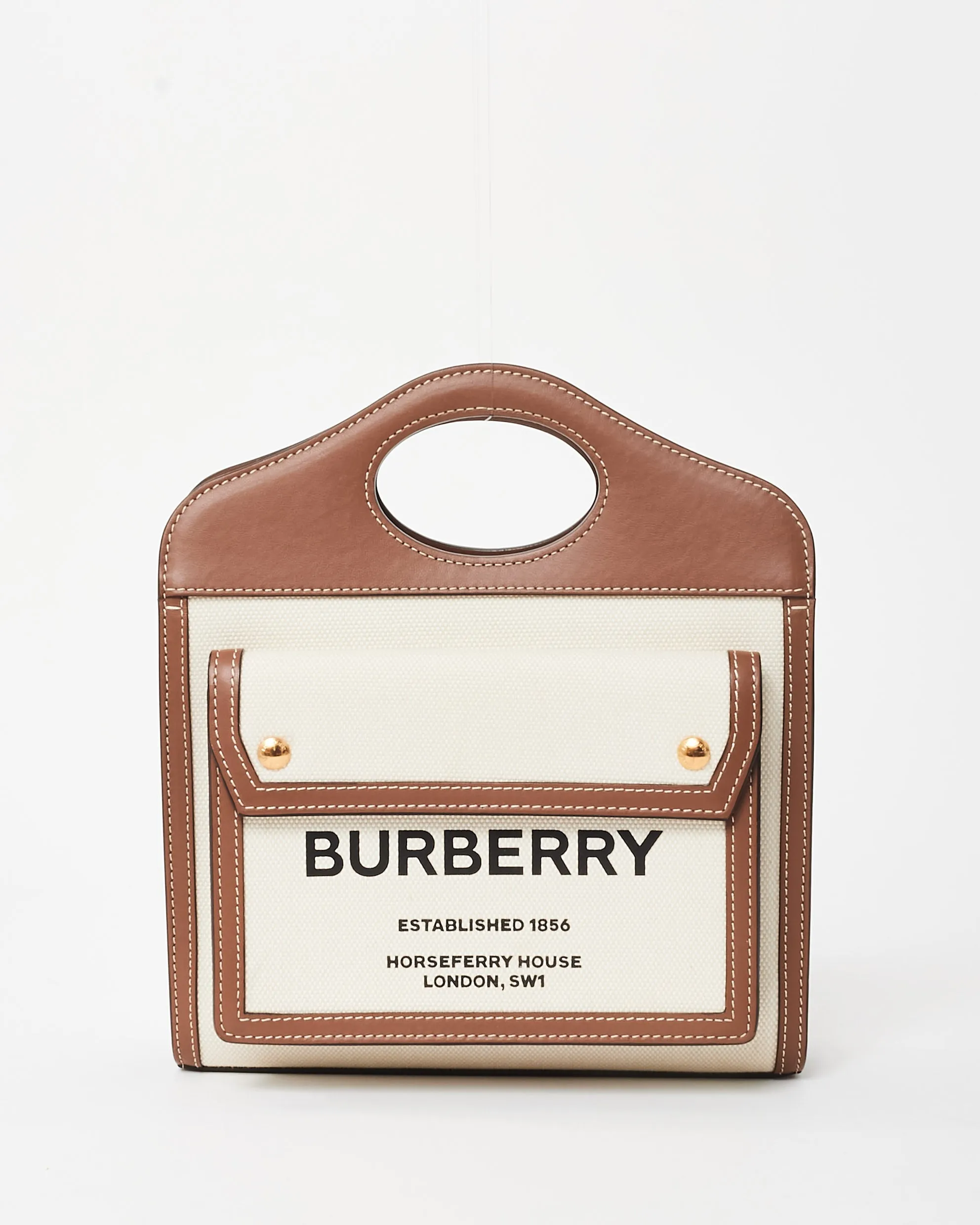 Burberry Brown Leather and Canvas Logo Mini Pocket Crossbody Bag