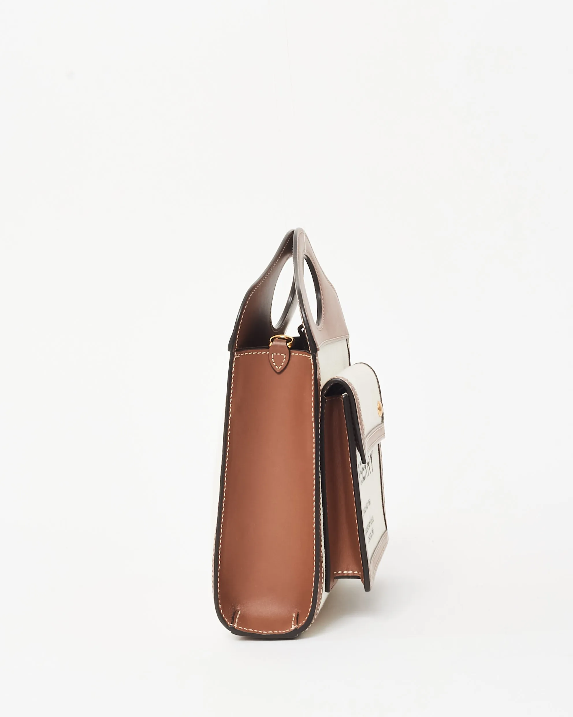 Burberry Brown Leather and Canvas Logo Mini Pocket Crossbody Bag