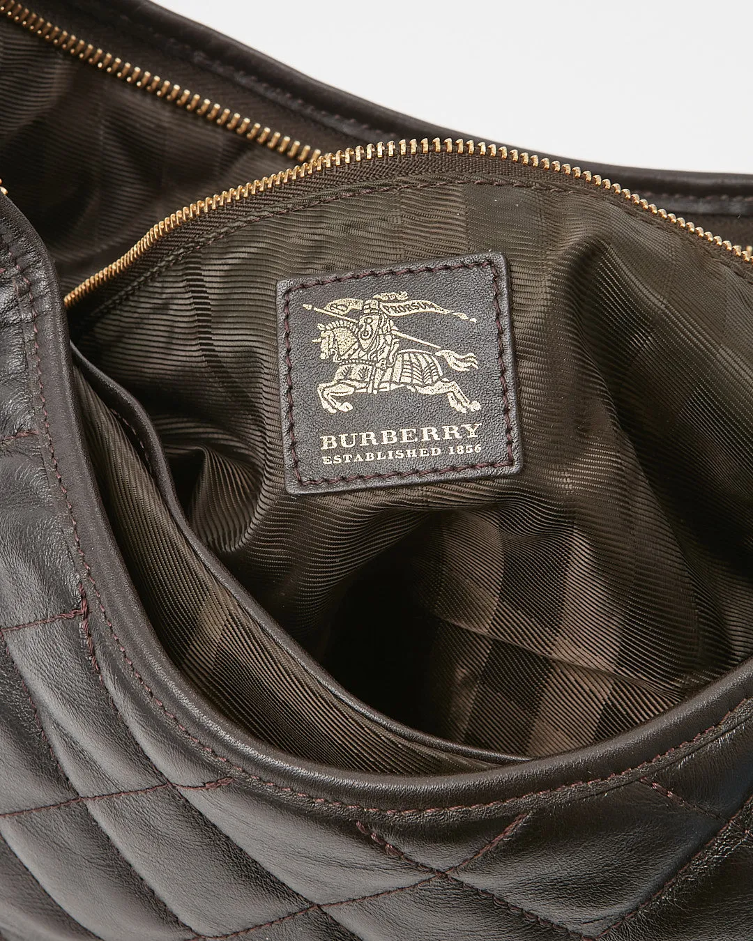 Burberry Brown Leather Quilted Shoulder Bag