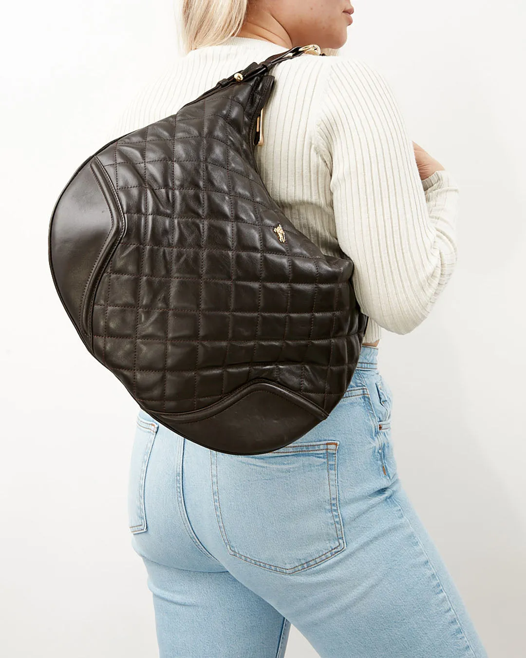 Burberry Brown Leather Quilted Shoulder Bag