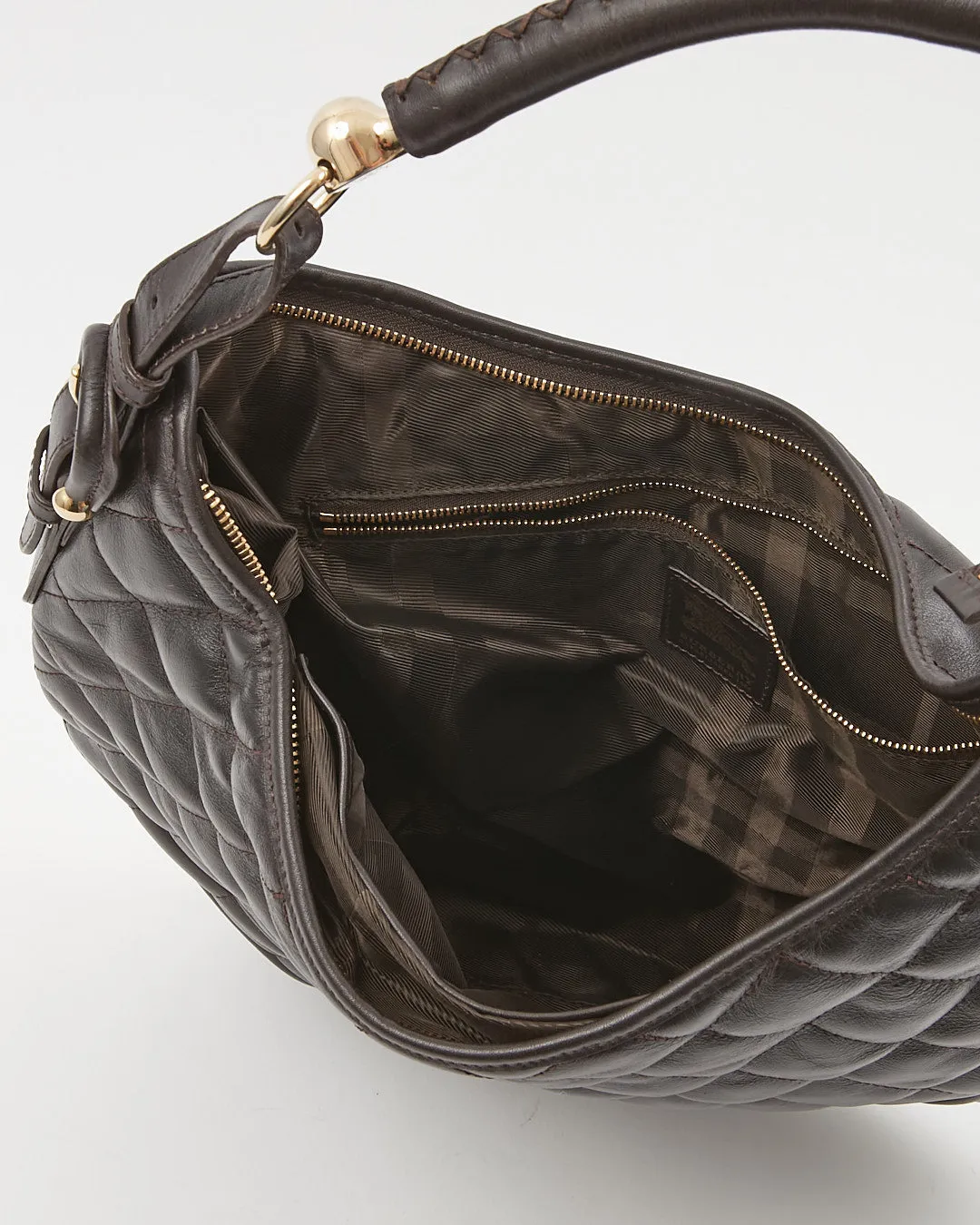 Burberry Brown Leather Quilted Shoulder Bag