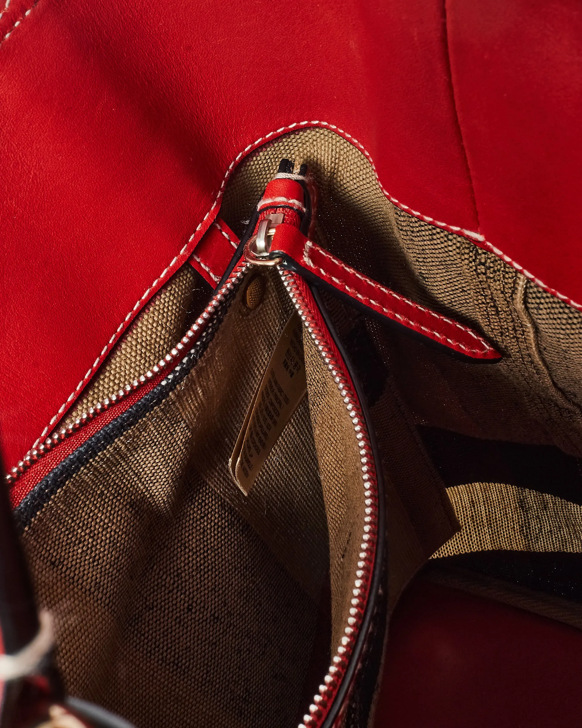 Burberry Plaid Canvas & Red Leather Ashby Bucket Bag