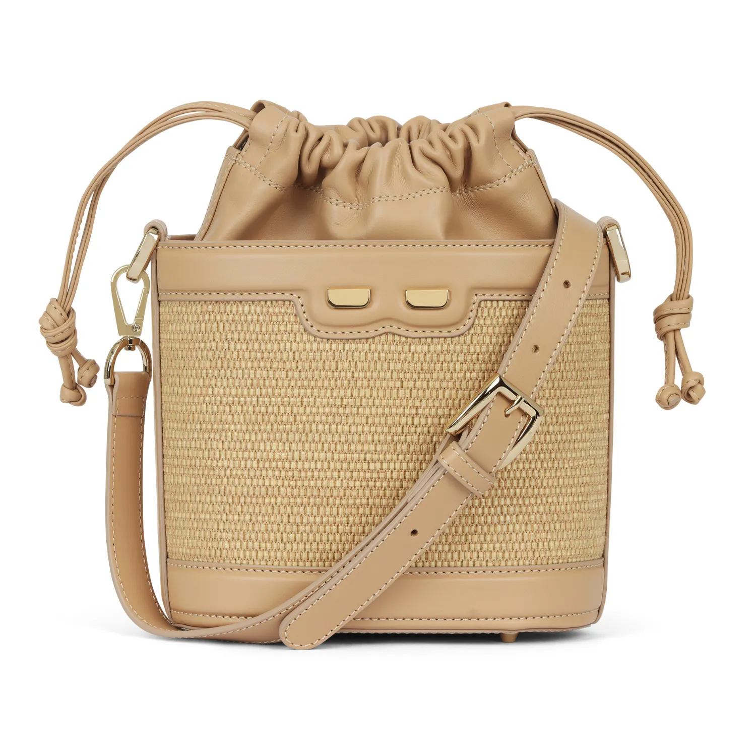 Byrd Bucket in Raffia and Tan