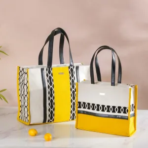 Canvas Cotton Tote Bag Yellow Set Of 2