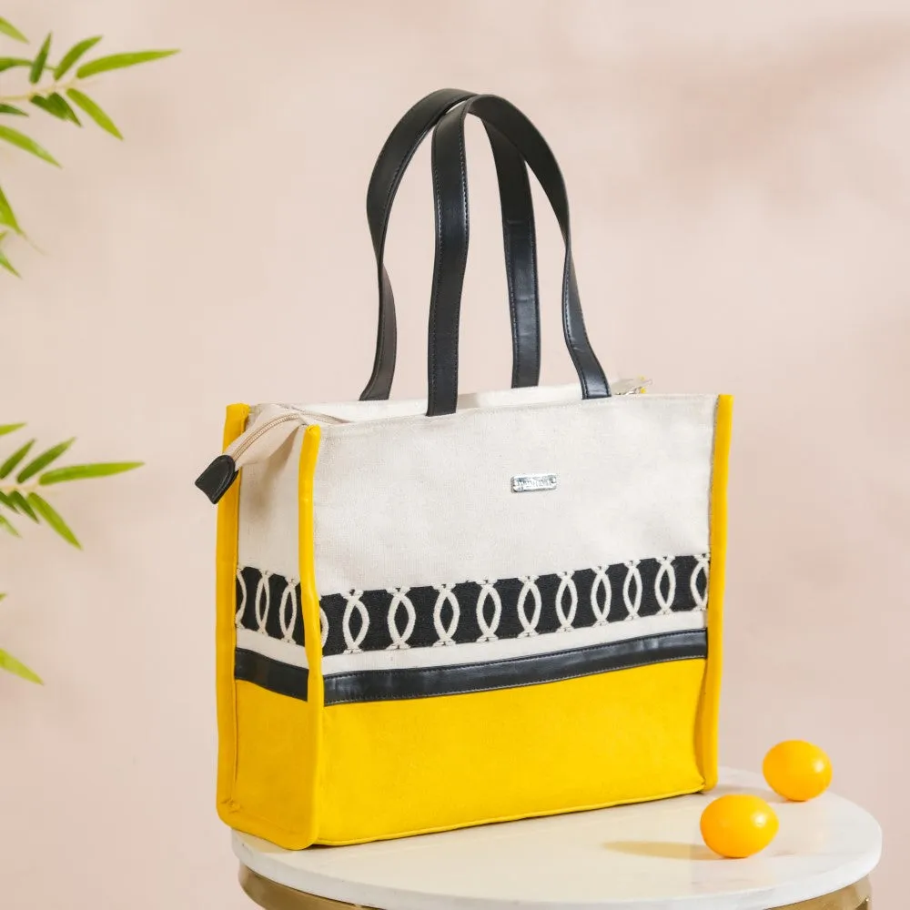 Canvas Cotton Tote Bag Yellow Set Of 2
