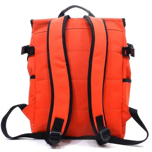 Canvas school L backpack Bag pockets I Pad laptop form orange sport Blanc Belt