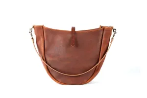 CELESTE LEATHER HOBO BAG - MEDIUM - SADDLE