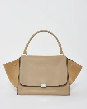 Celine Beige Leather & Suede Medium Trapeze Bag