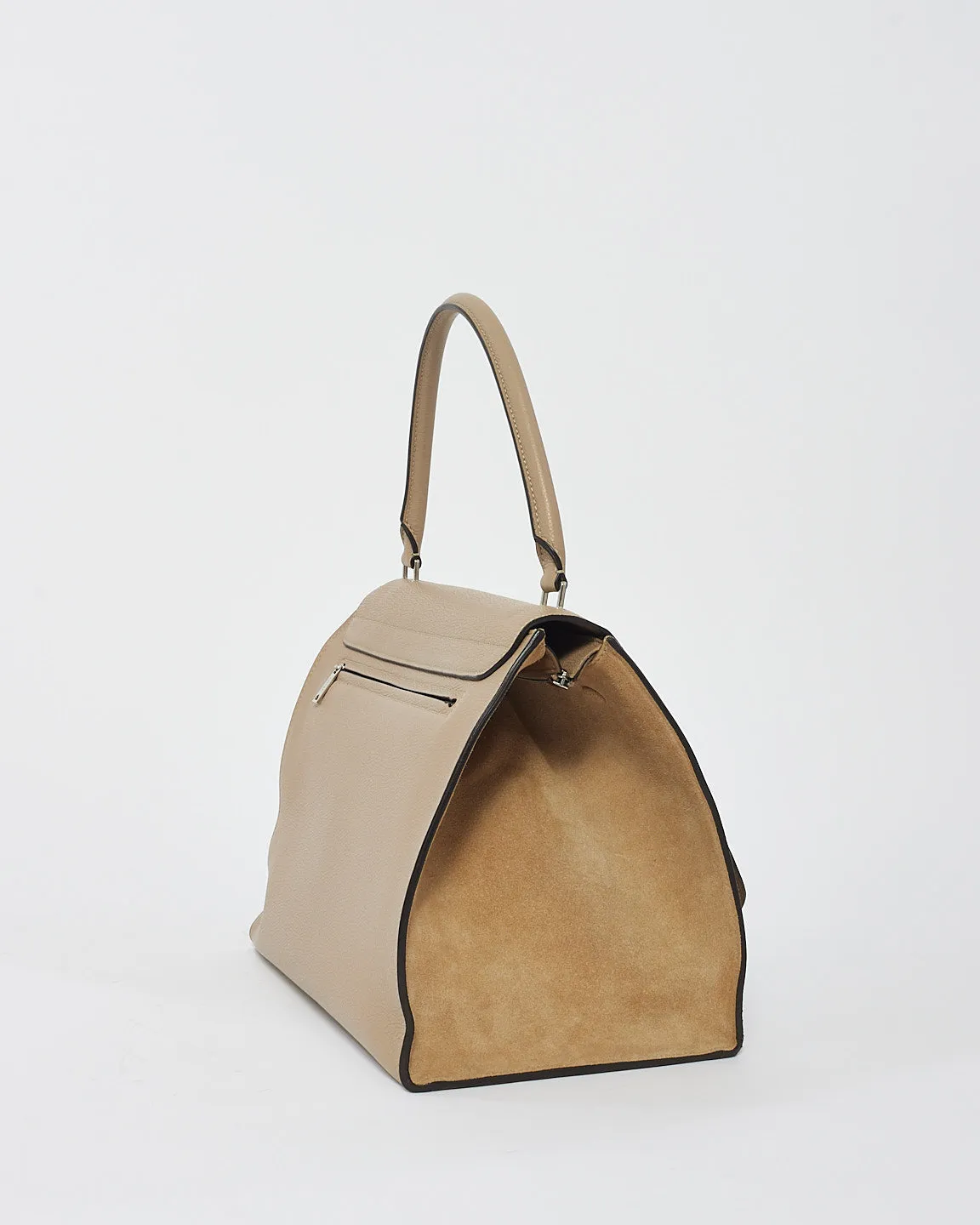 Celine Beige Leather & Suede Medium Trapeze Bag