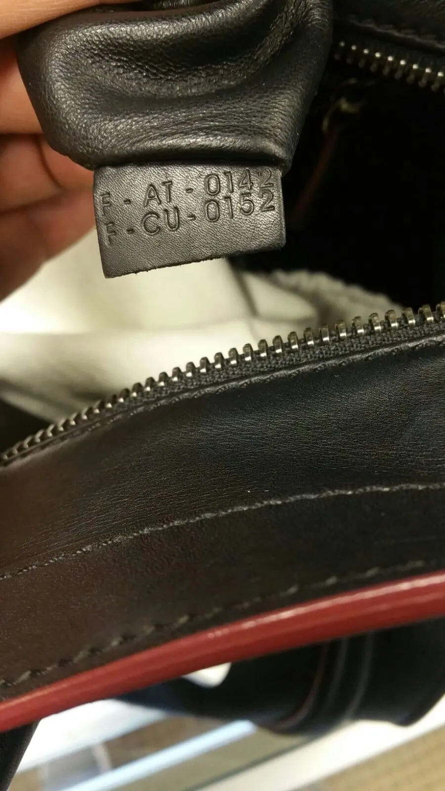 CELINE Black Red Smooth Leather Mini Luggage Tote Bag