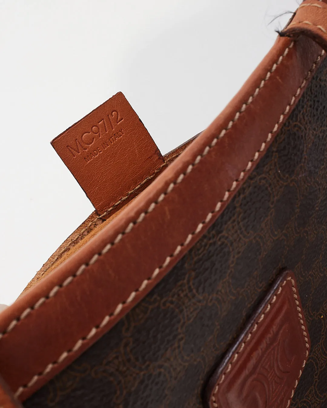 Celine Vintage Brown Monogram Print Tote Bag