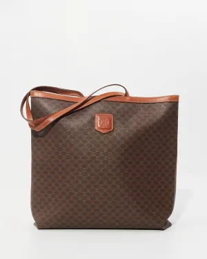 Celine Vintage Brown Monogram Print Tote Bag